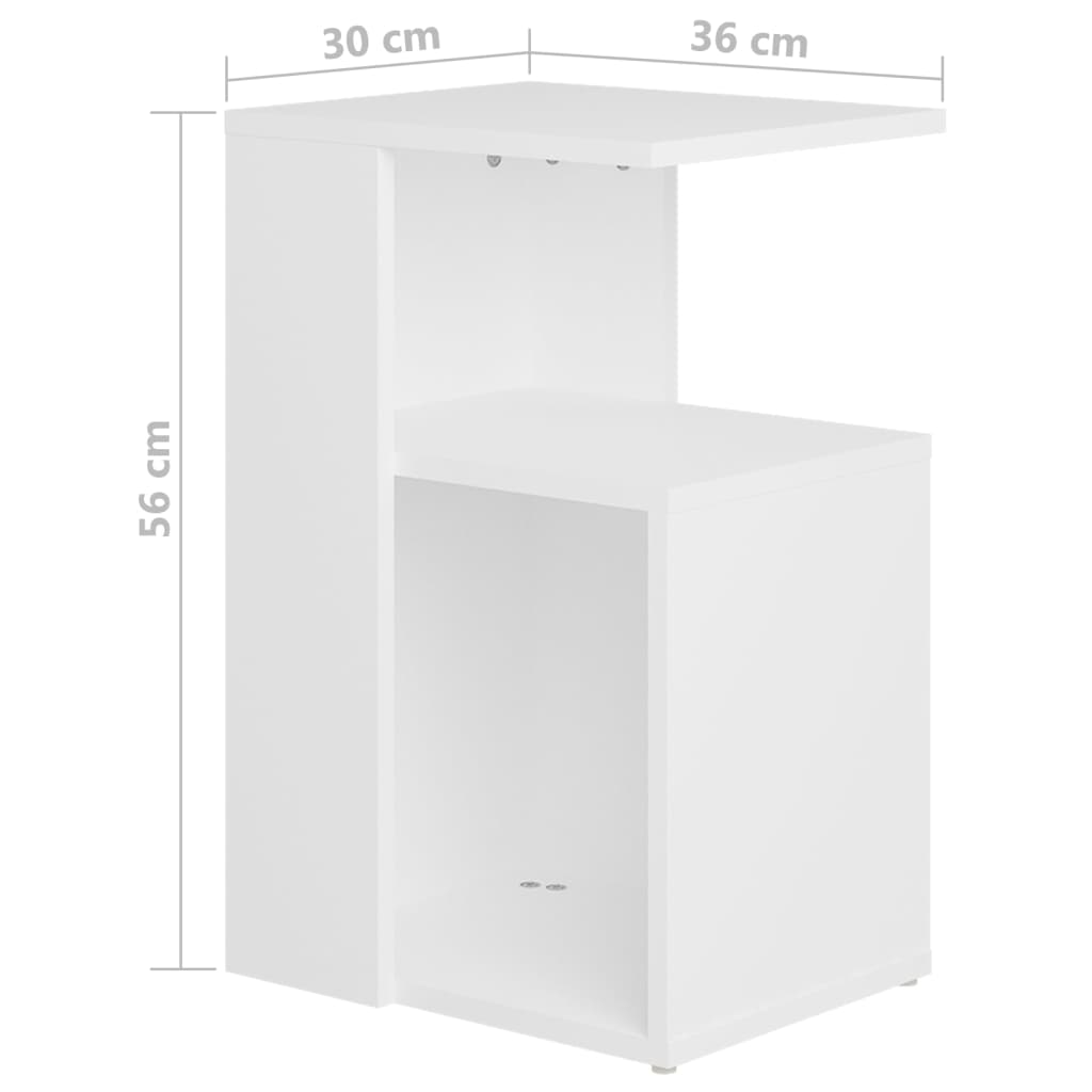 vidaXL Table d'appoint Blanc 36x30x56 cm Bois d’ingénierie