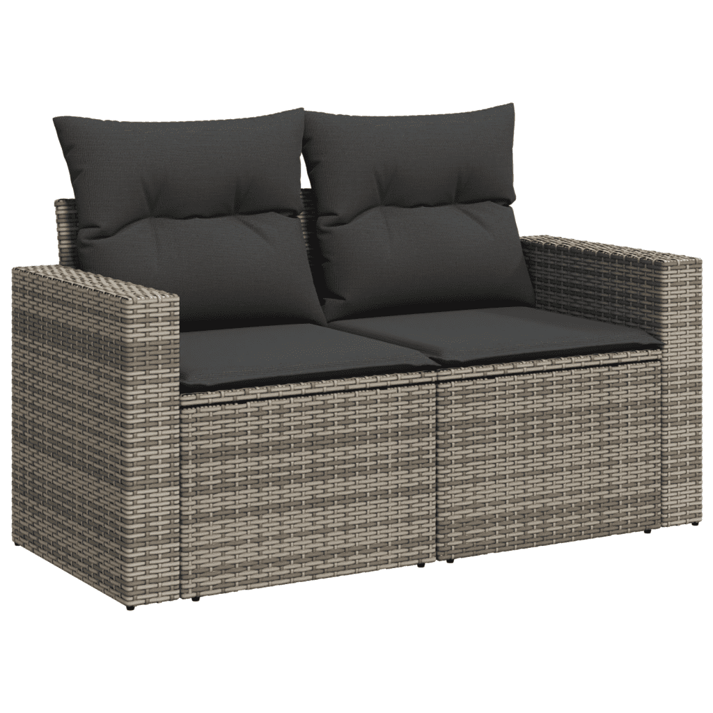 vidaXL Salon de jardin avec coussins 12 pcs gris résine tressée