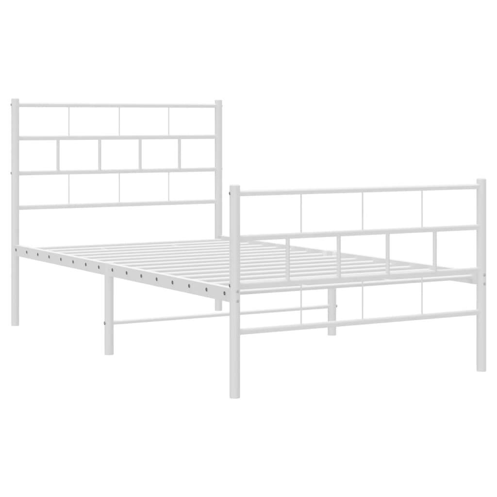 vidaXL Cadre de lit métal sans matelas avec pied de lit blanc 75x190cm