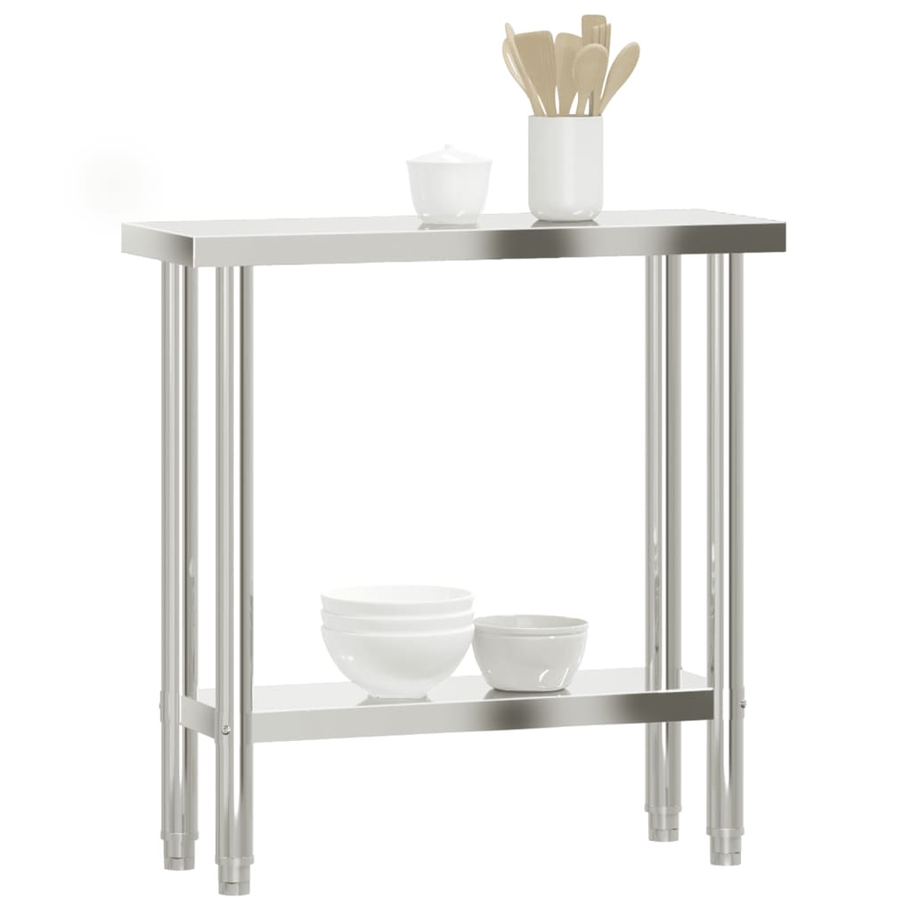 vidaXL Table de travail de cuisine 82,5x30x85 cm acier inoxydable