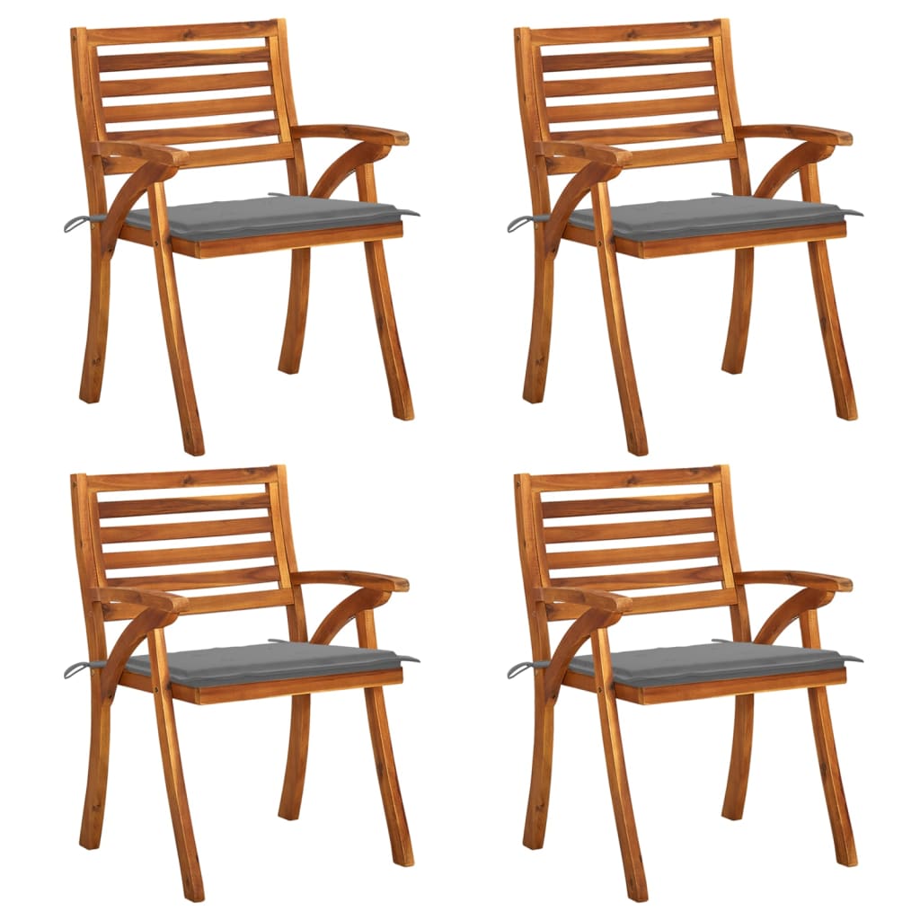 vidaXL Chaises de jardin avec coussins lot de 4 Bois de teck solide