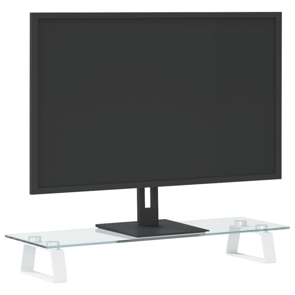 vidaXL Support de moniteur blanc 60x20x8 cm verre trempé et métal