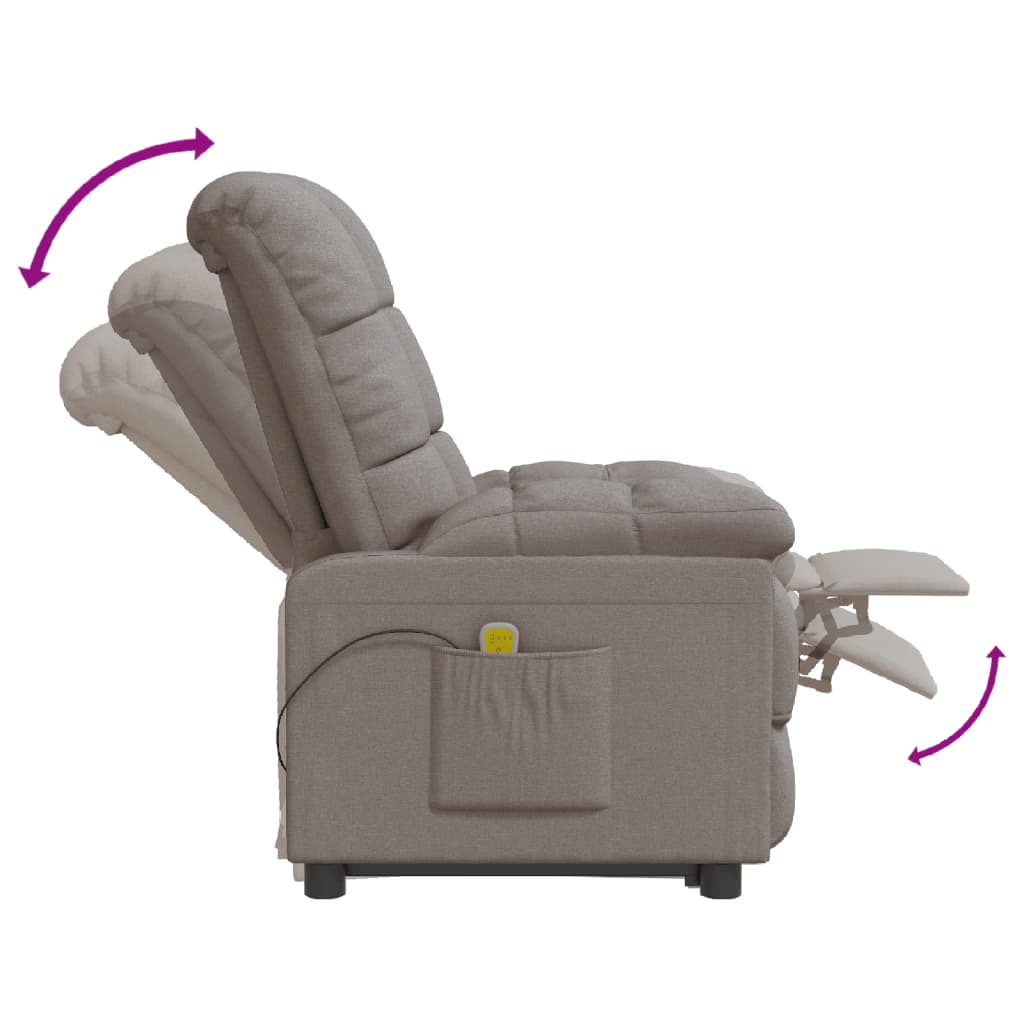 vidaXL Fauteuil de massage Taupe Tissu