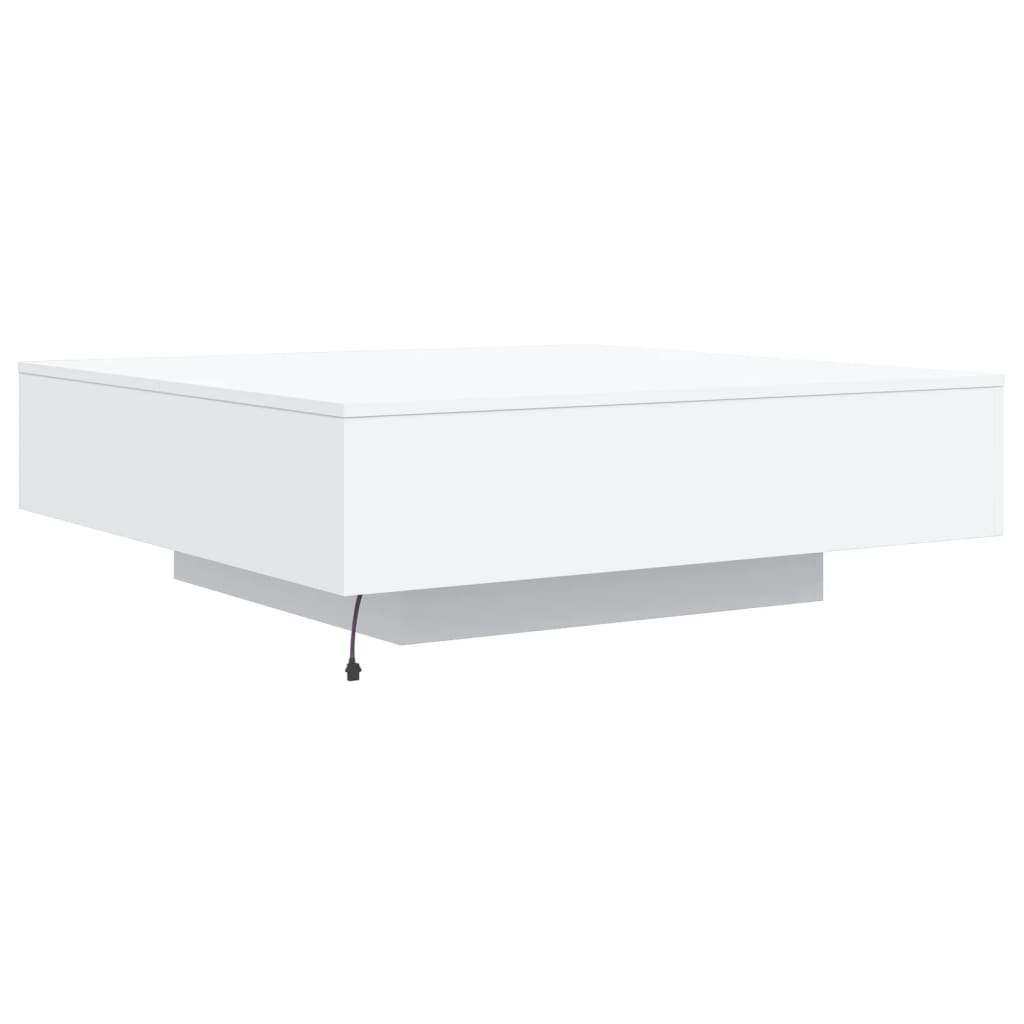 vidaXL Table basse avec lumières LED blanc 100x100x31 cm