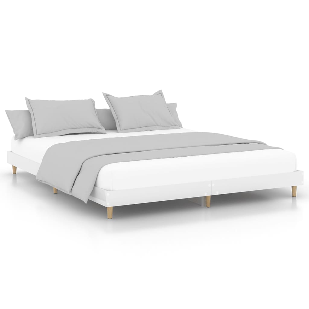 vidaXL Cadre de lit blanc brillant 120x200 cm bois d'ingénierie