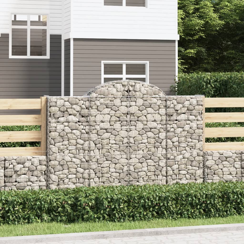 vidaXL Paniers à gabions arqués 7 pcs 200x30x140/160 cm Fer galvanisé