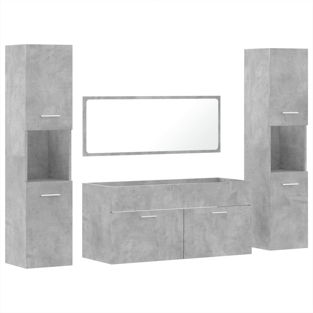 vidaXL Ensemble de meubles de salle de bain 4 pcs gris béton