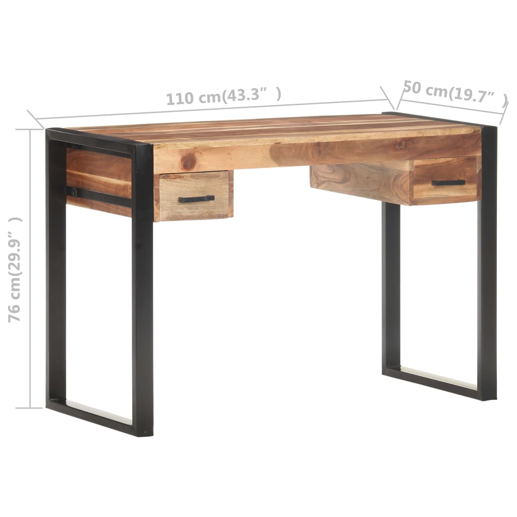 vidaXL Bureau 110x50x76 cm Bois solide