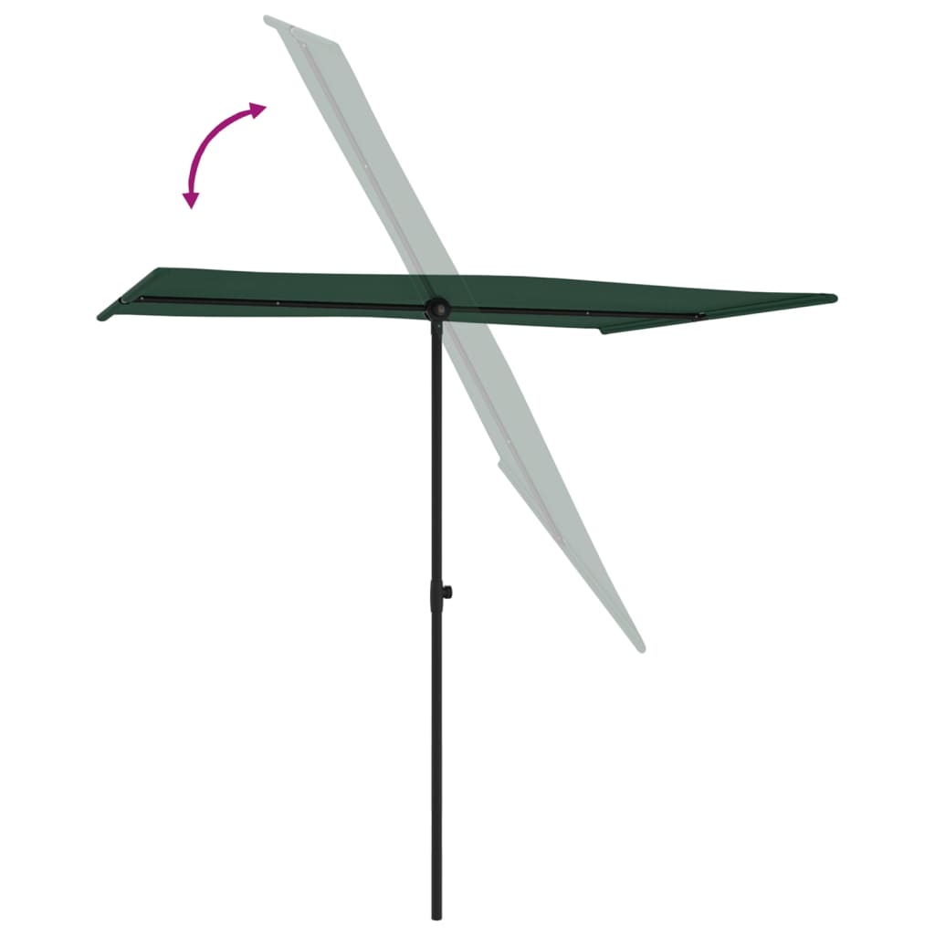 vidaXL Parasol de jardin avec mât en aluminium 2x1,5 m Vert