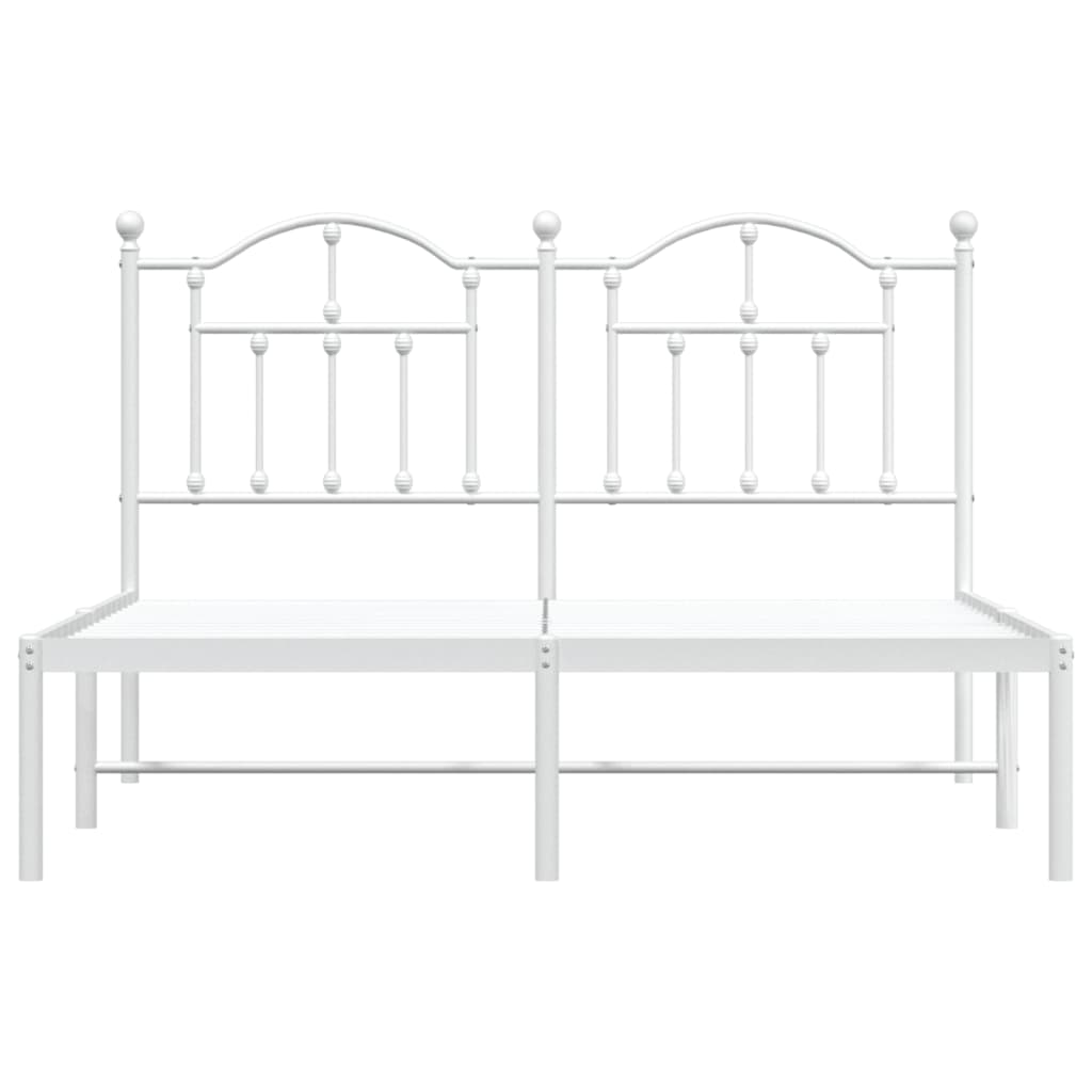 vidaXL Cadre de lit métal sans matelas et tête de lit blanc 135x190 cm