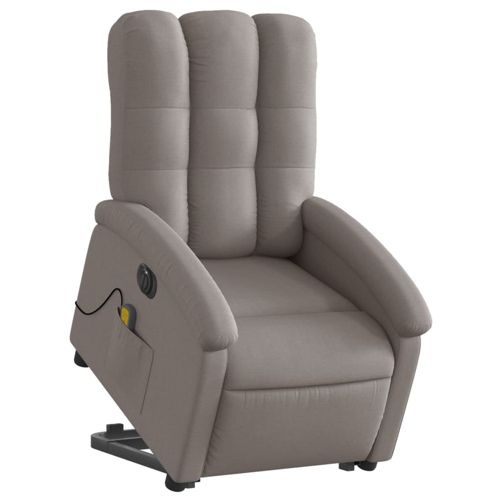 vidaXL Fauteuil inclinable de massage électrique Taupe Tissu