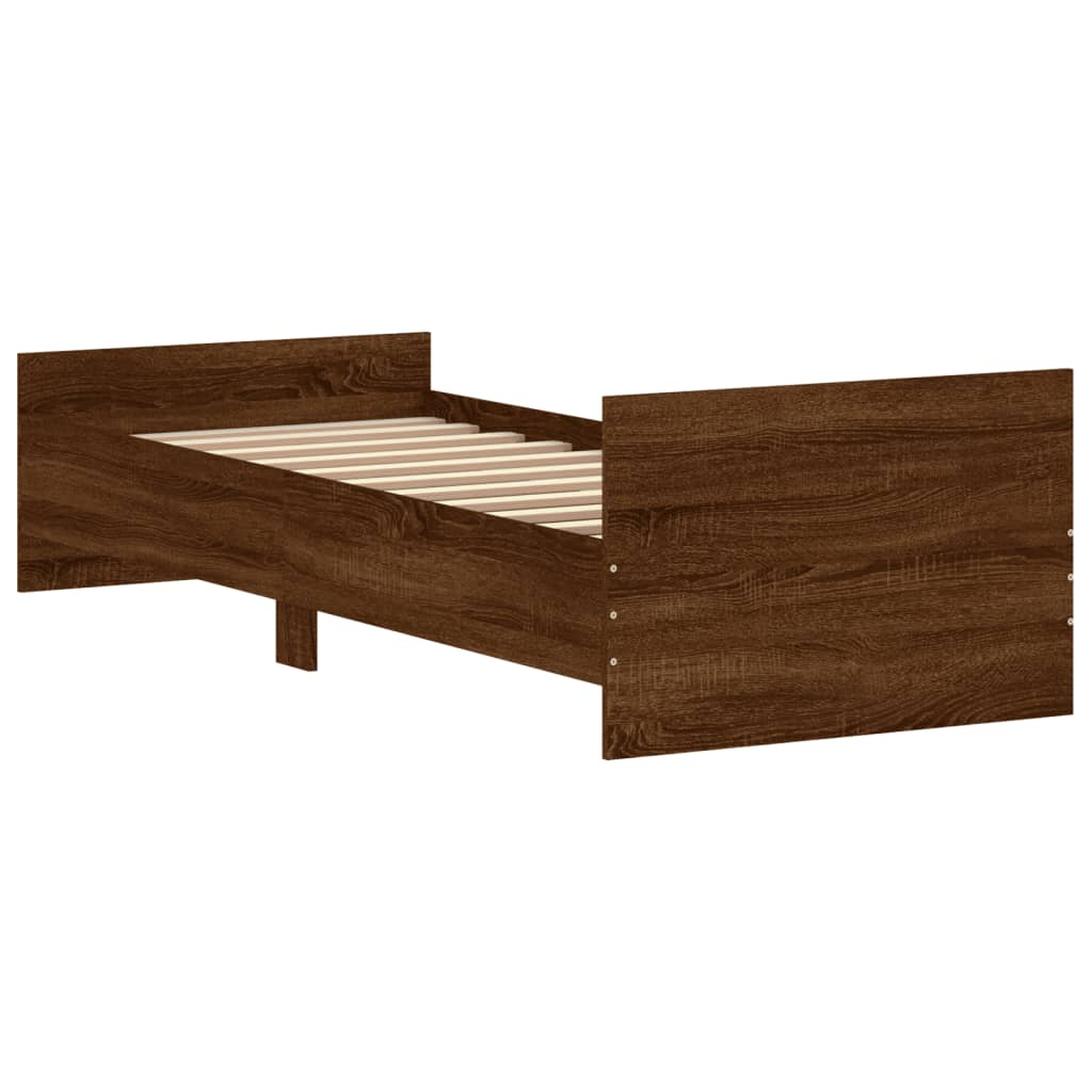 vidaXL Cadre de lit sans matelas chêne marron 75x190cm bois ingénierie