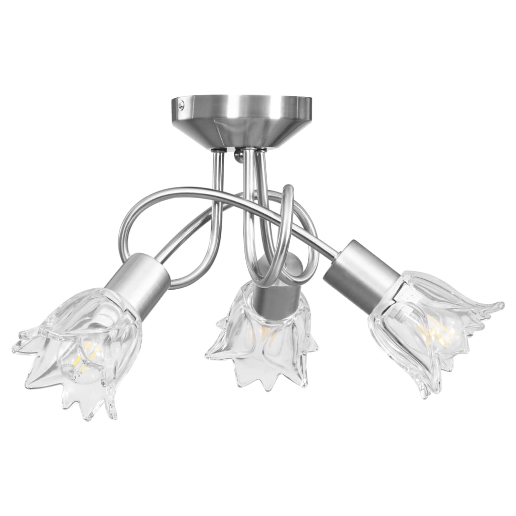 vidaXL Plafonnier et abat-jour verre transparent 3 ampoules E14 Tulipe