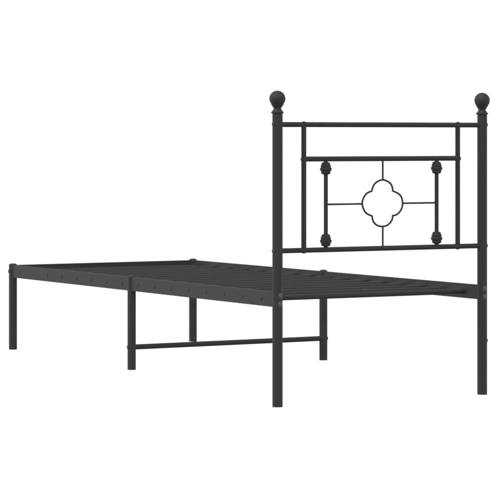 vidaXL Cadre de lit métal sans matelas avec tête de lit noir 80x200 cm