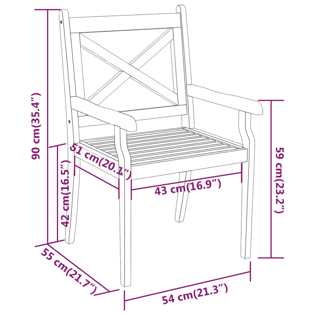 vidaXL Ensemble à manger de jardin 7 pcs Bois d'acacia solide