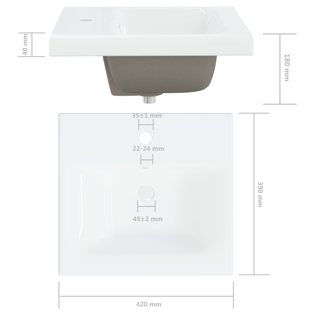 vidaXL Lavabo encastré avec robinet 42x39x18 cm céramique blanc