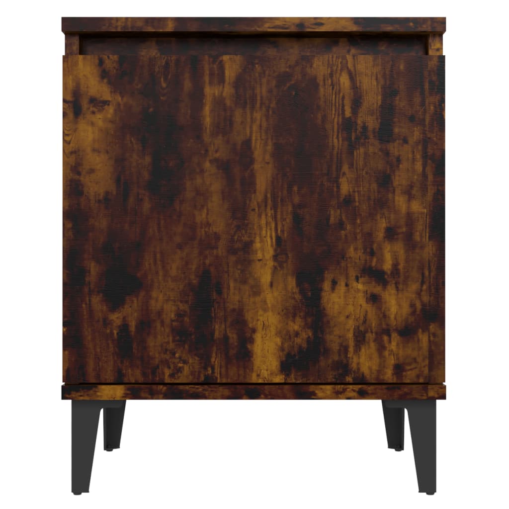 vidaXL Table de chevet avec pieds en métal Chêne fumé 40x30x50 cm