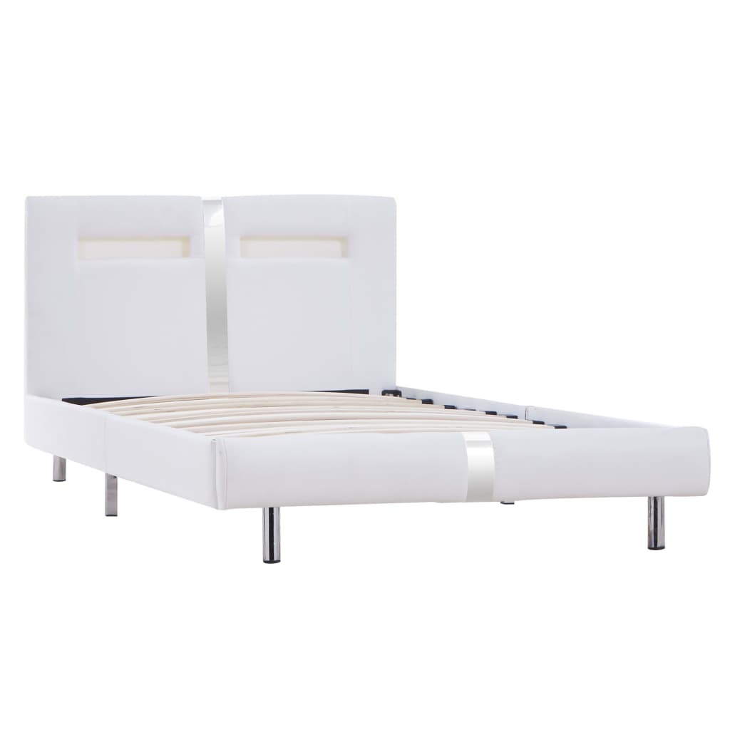 vidaXL Cadre de lit avec LED sans matelas blanc similicuir 90x200 cm