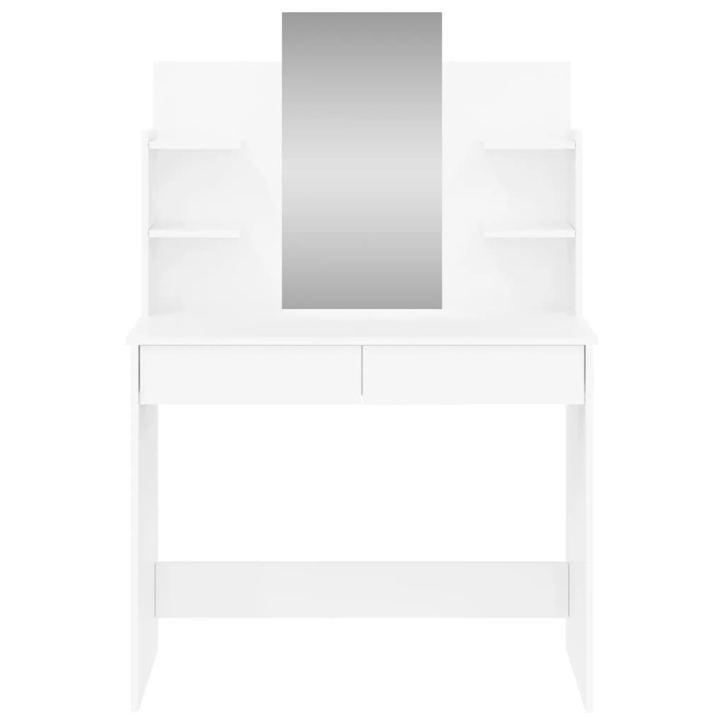 vidaXL Coiffeuse avec miroir blanc brillant 96x39x142 cm