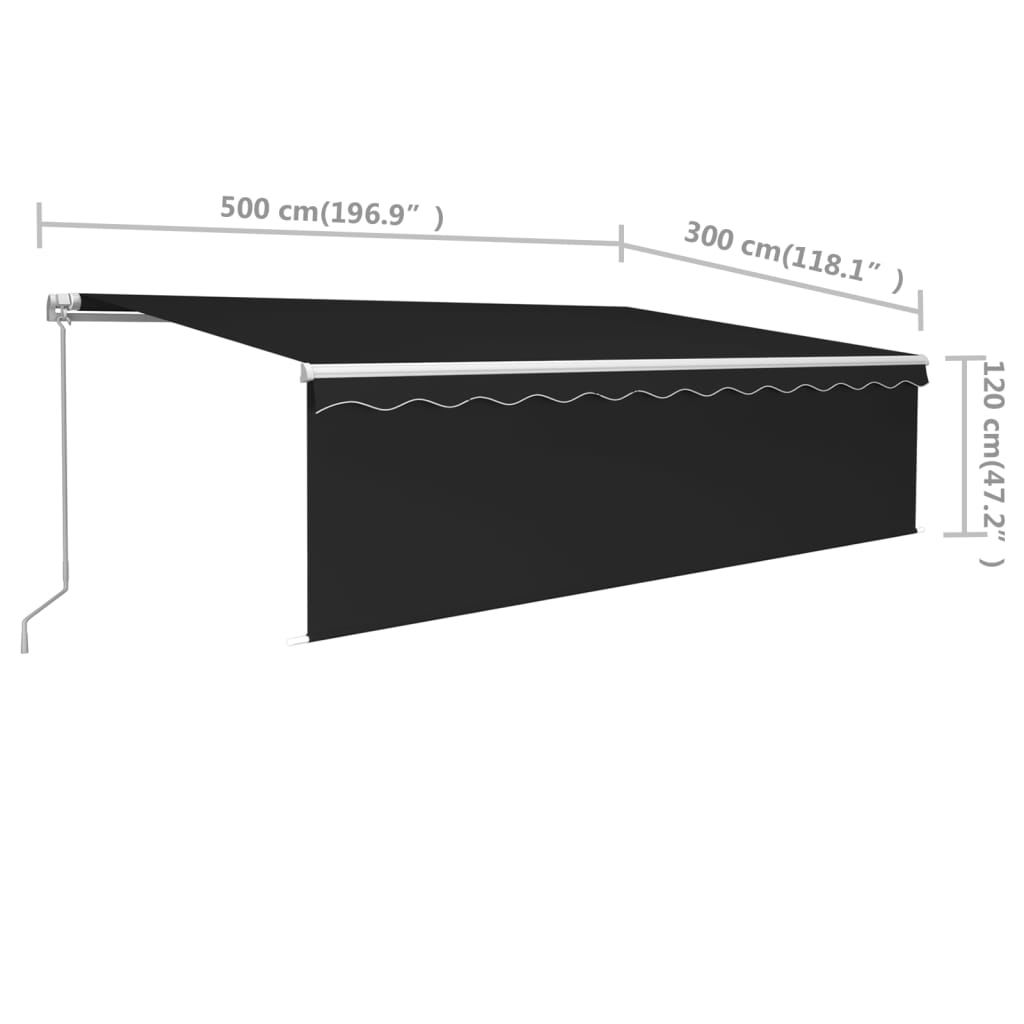 vidaXL Auvent rétractable manuel avec store 5x3 m Anthracite