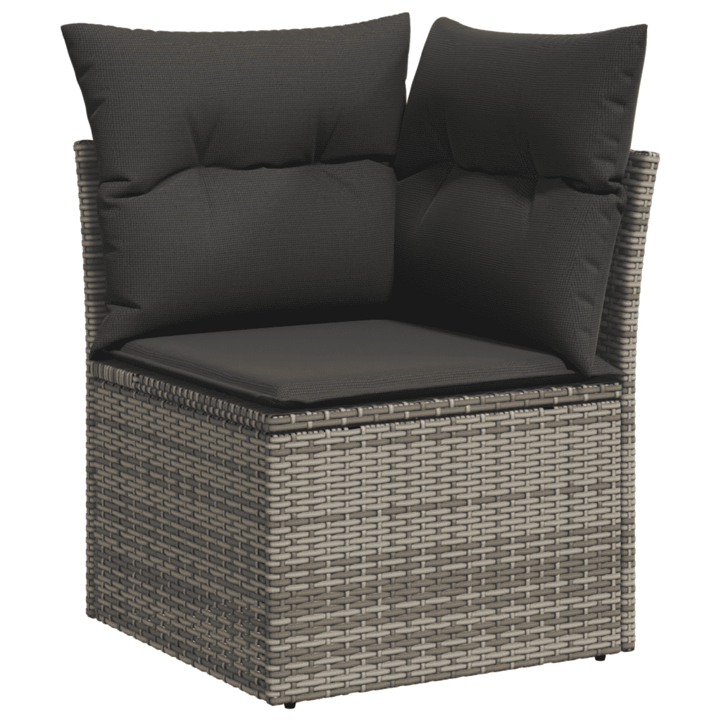 vidaXL Salon de jardin avec coussins 13 pcs gris résine tressée