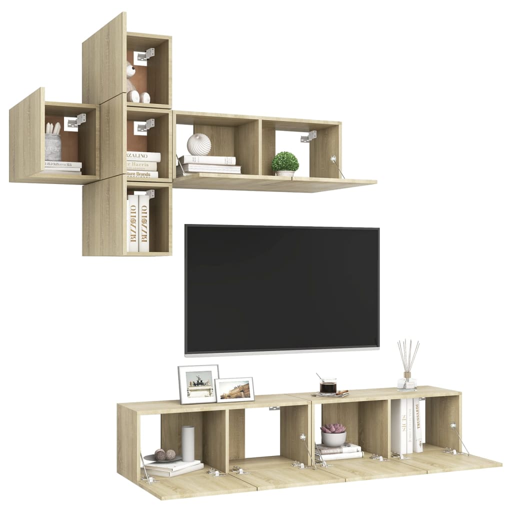 vidaXL Ensemble de meuble TV 7 pcs Chêne sonoma Bois d'ingénierie