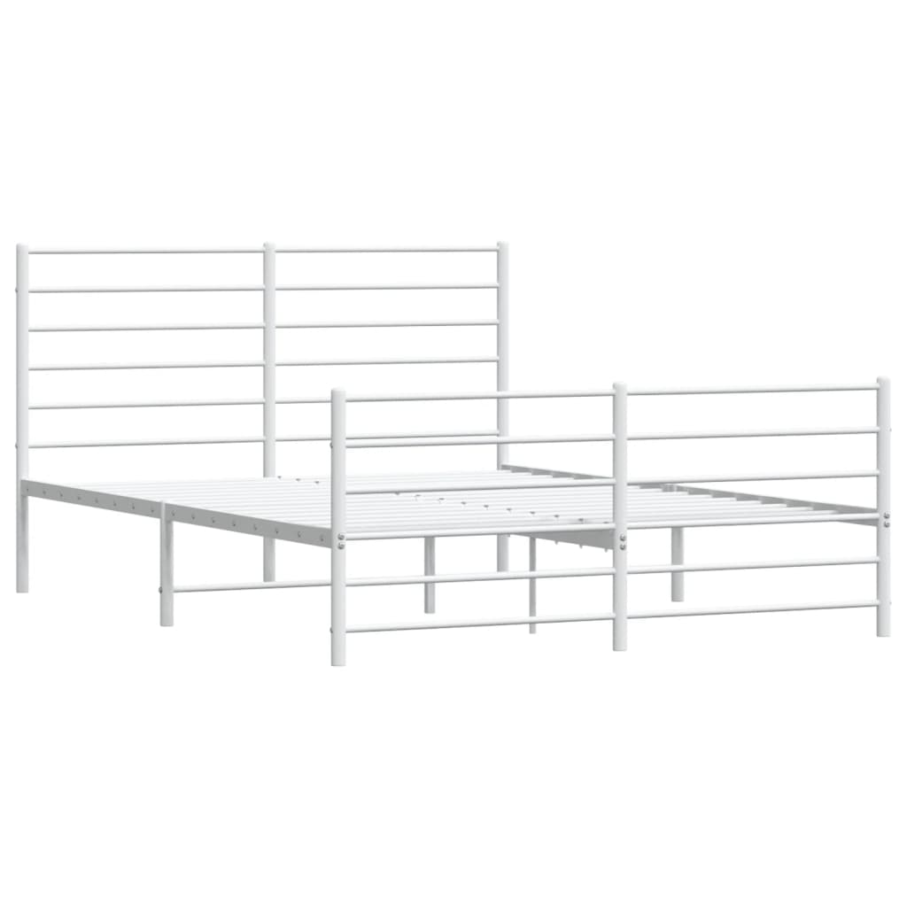 vidaXL Cadre de lit métal sans matelas et pied de lit blanc 120x200 cm