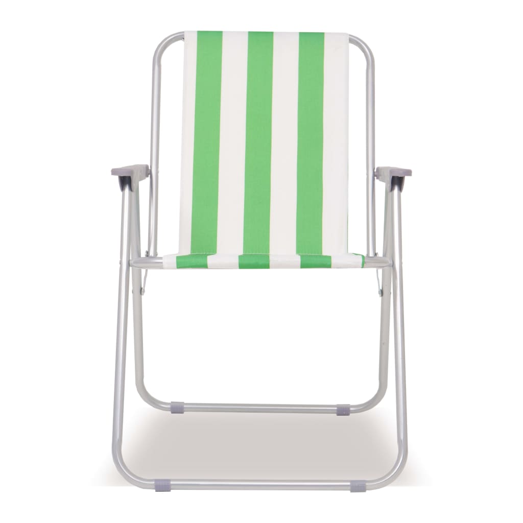 vidaXL Chaise pliable de camping 2 pcs Vert et blanc Acier 52x62x75 cm