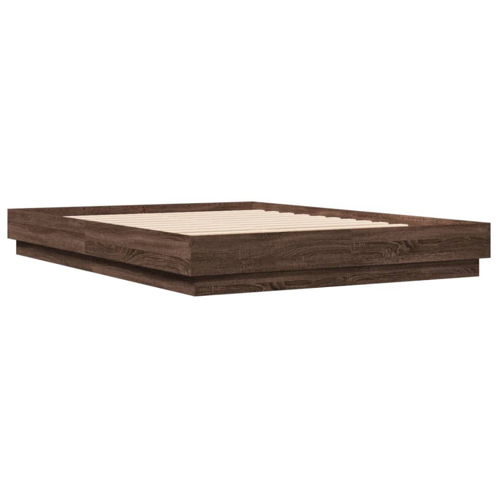 vidaXL Cadre de lit chêne marron 140x200 cm bois d'ingénierie