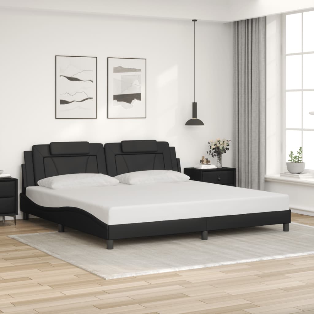 vidaXL Cadre de lit avec lumières LED noir 200x200 cm similicuir