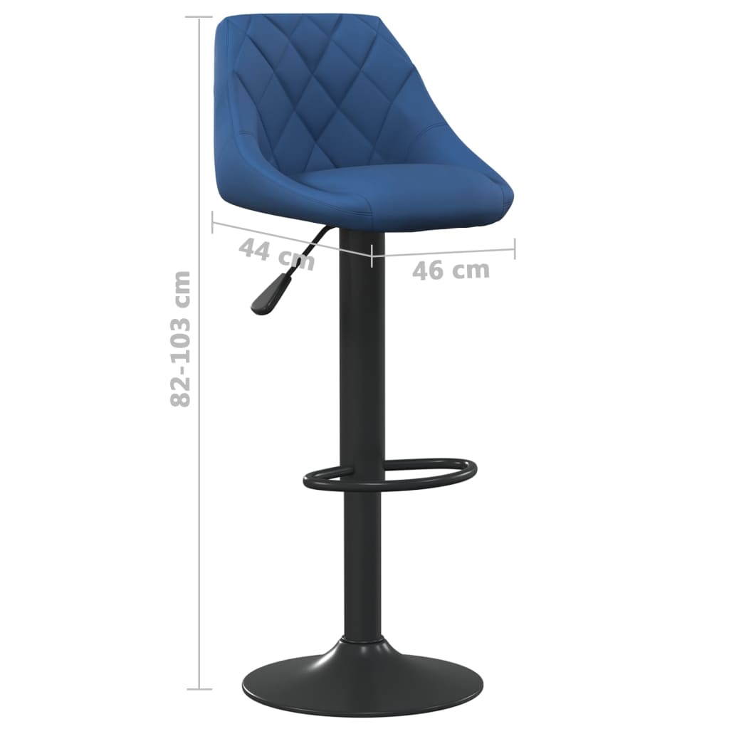 vidaXL Tabourets de bar lot de 2 bleu velours