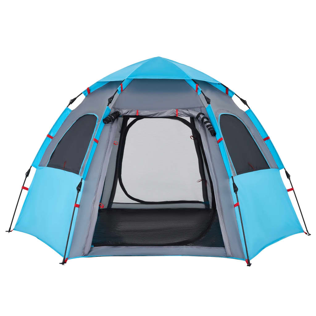 vidaXL Tente de camping cabine 4 personnes bleu libération rapide