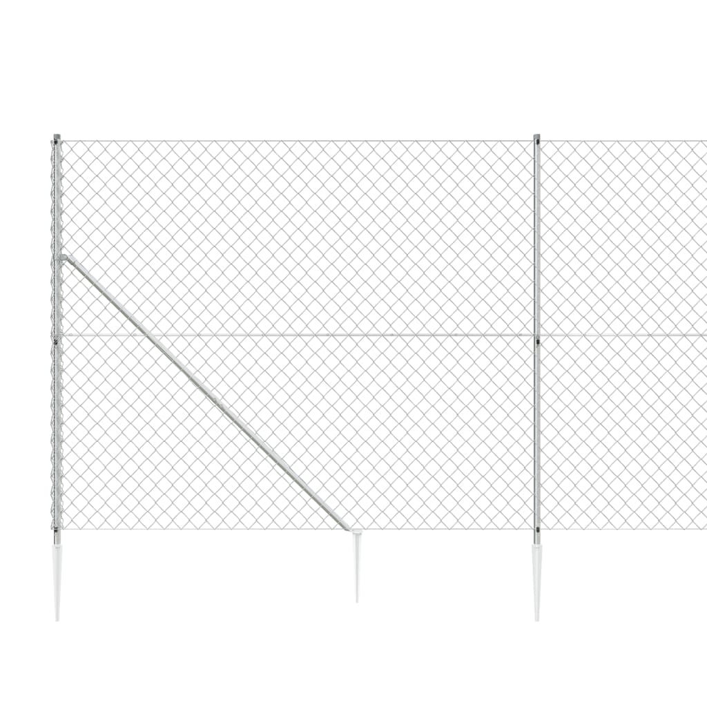 vidaXL Clôture à mailles losangées avec ancrage argenté 1,6x25 m