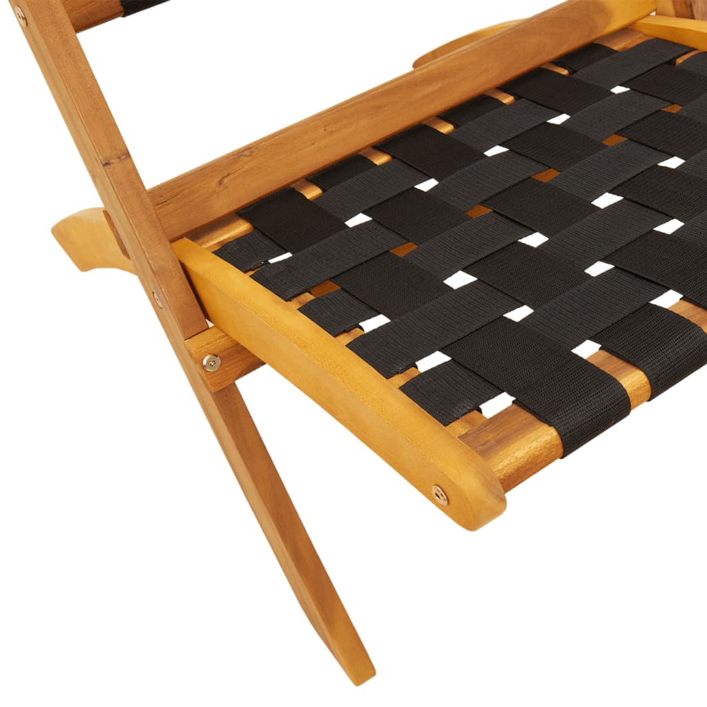 vidaXL Chaises pliables de jardin lot de 2 avec table noir bois massif