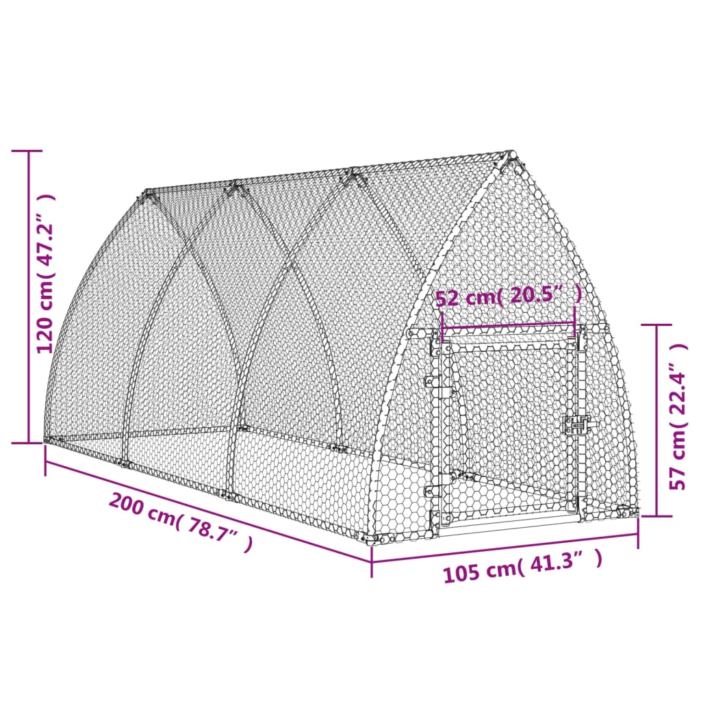 vidaXL Cage pour poules argenté 300x105x120 cm acier galvanisé