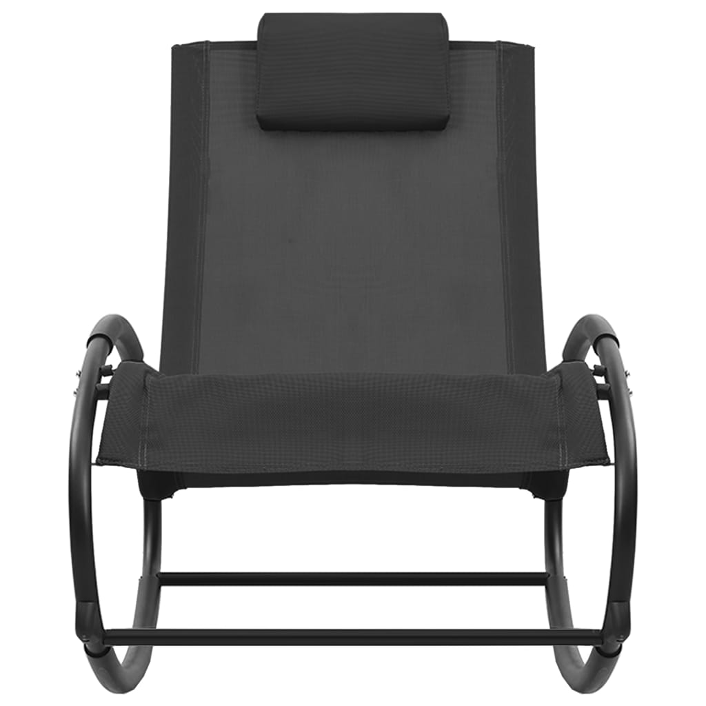 vidaXL Chaise longue avec oreiller acier et textilène noir