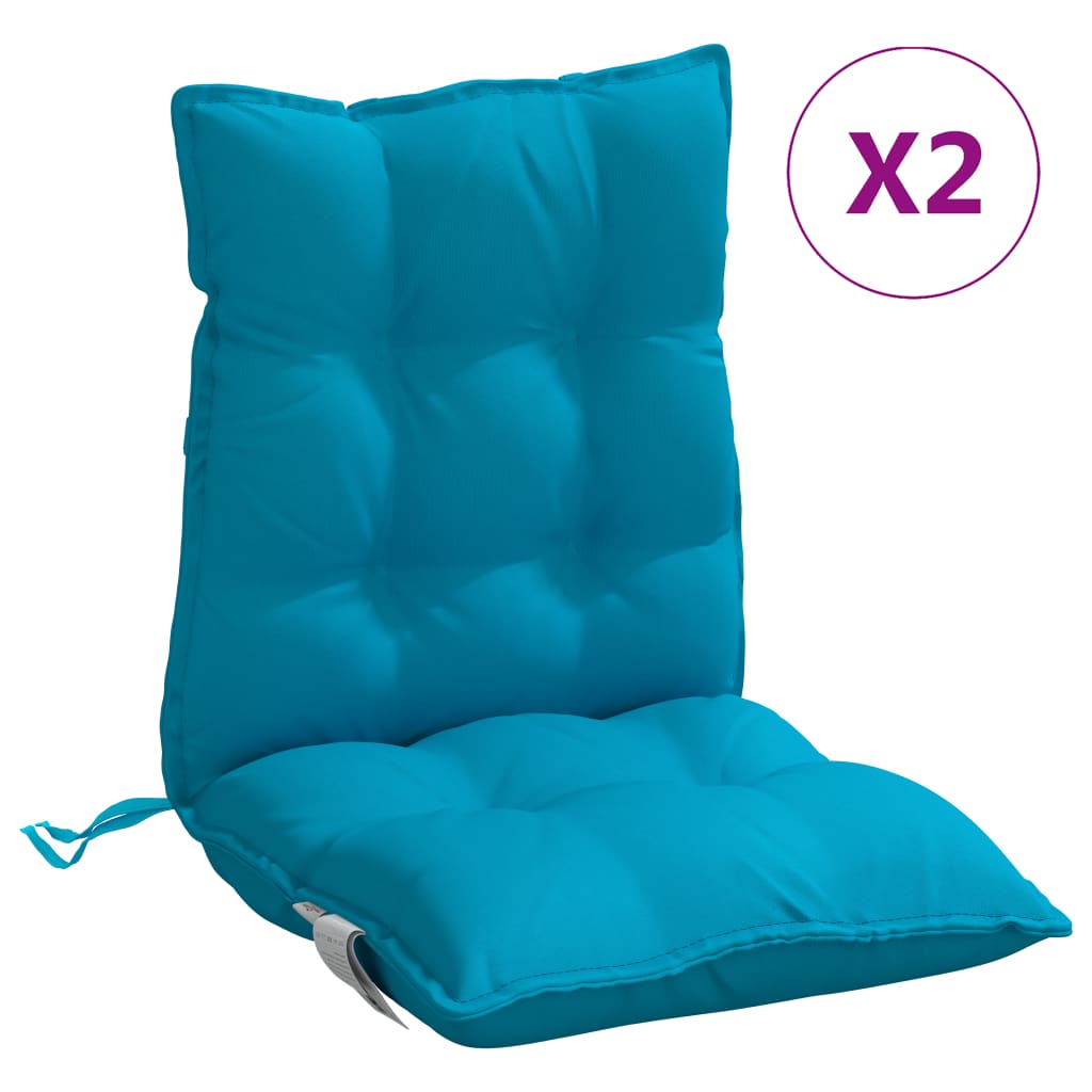 vidaXL Coussins de chaise à dossier bas lot de 2 bleu clair