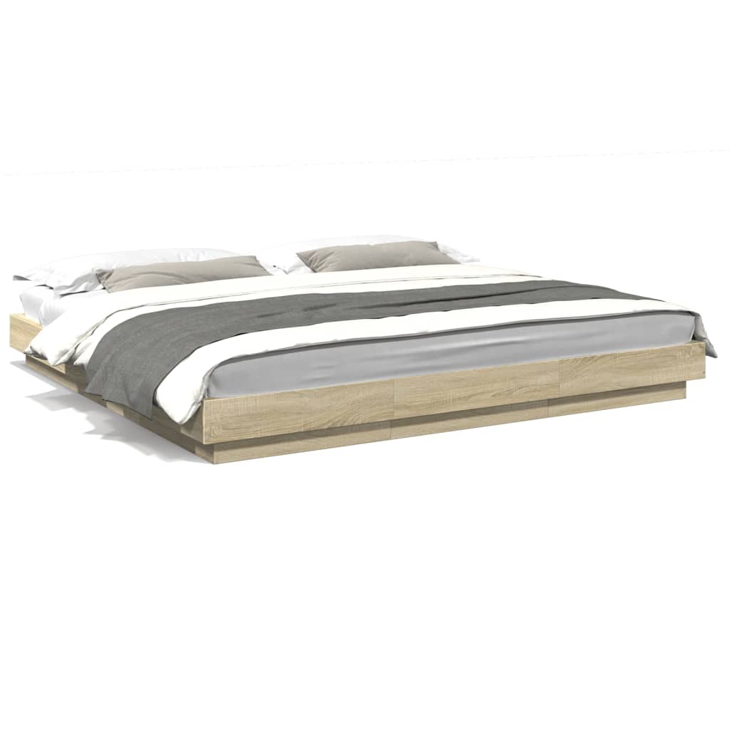 vidaXL Cadre de lit sans matelas chêne sonoma 200x200 cm