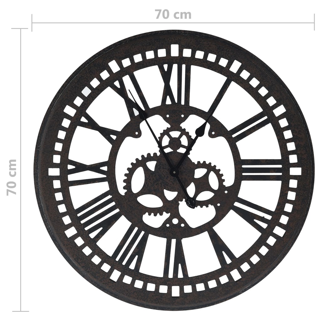 vidaXL Horloge murale Noir 70 cm MDF