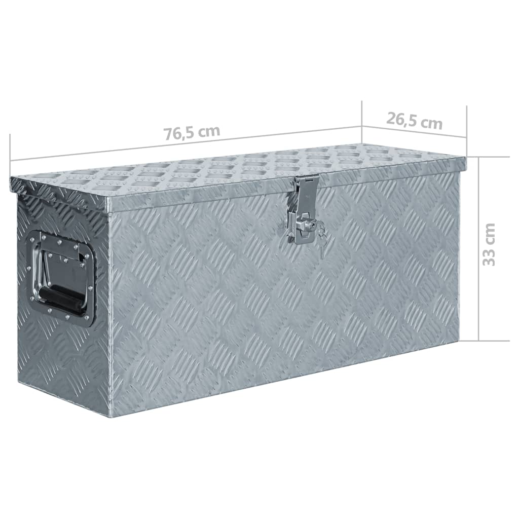 vidaXL Boîte en aluminium 76,5 x 26,5 x 33 cm Argenté