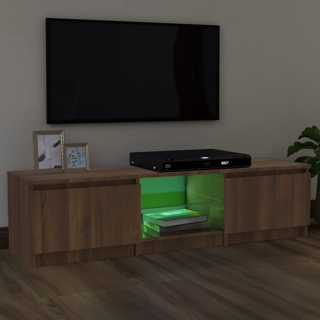 vidaXL Meuble TV avec lumières LED Chêne marron 140x40x35,5 cm