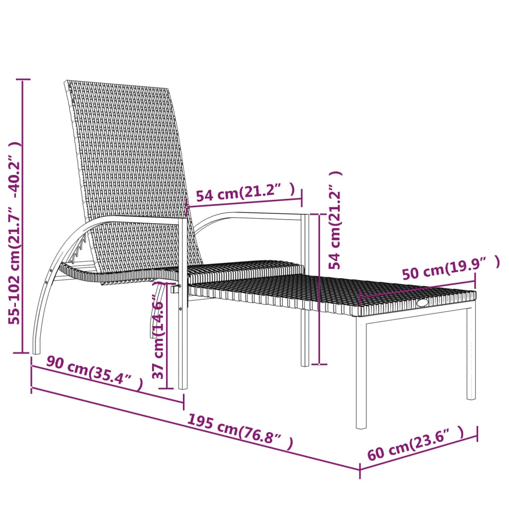 vidaXL Chaises longues avec repose-pied lot de 2 Résine tressée Gris