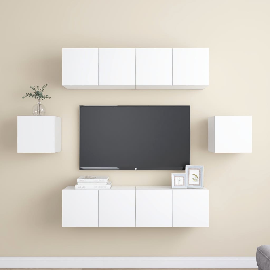 vidaXL Ensemble de meubles TV 6 pcs Blanc Bois d'ingénierie