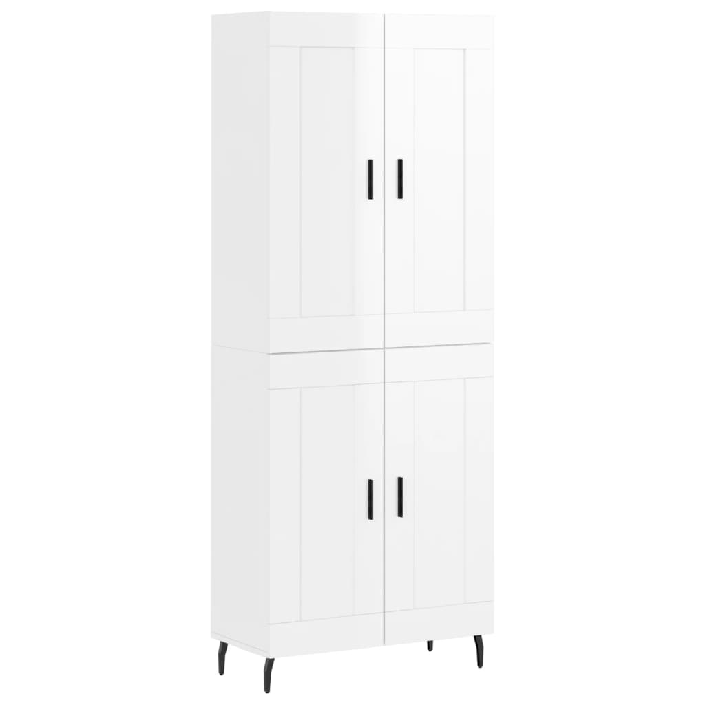 vidaXL Buffet haut Blanc brillant 69,5x34x180 cm Bois d'ingénierie