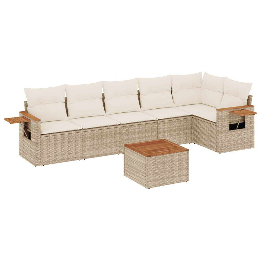 vidaXL Salon de jardin avec coussins 7 pcs beige résine tressée