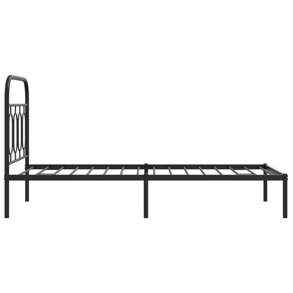 vidaXL Cadre de lit métal sans matelas avec tête de lit noir 90x190 cm