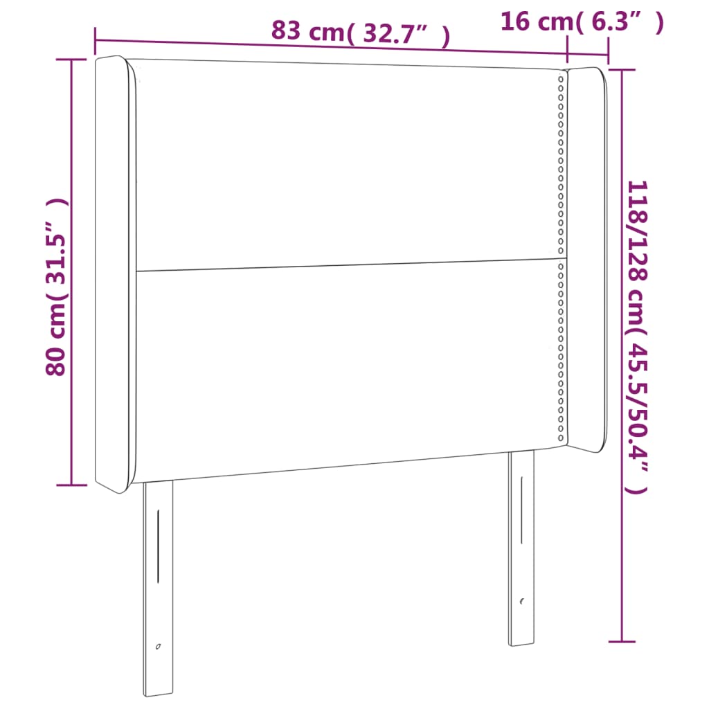 vidaXL Tête de lit avec oreilles Gris foncé 83x16x118/128 cm Tissu