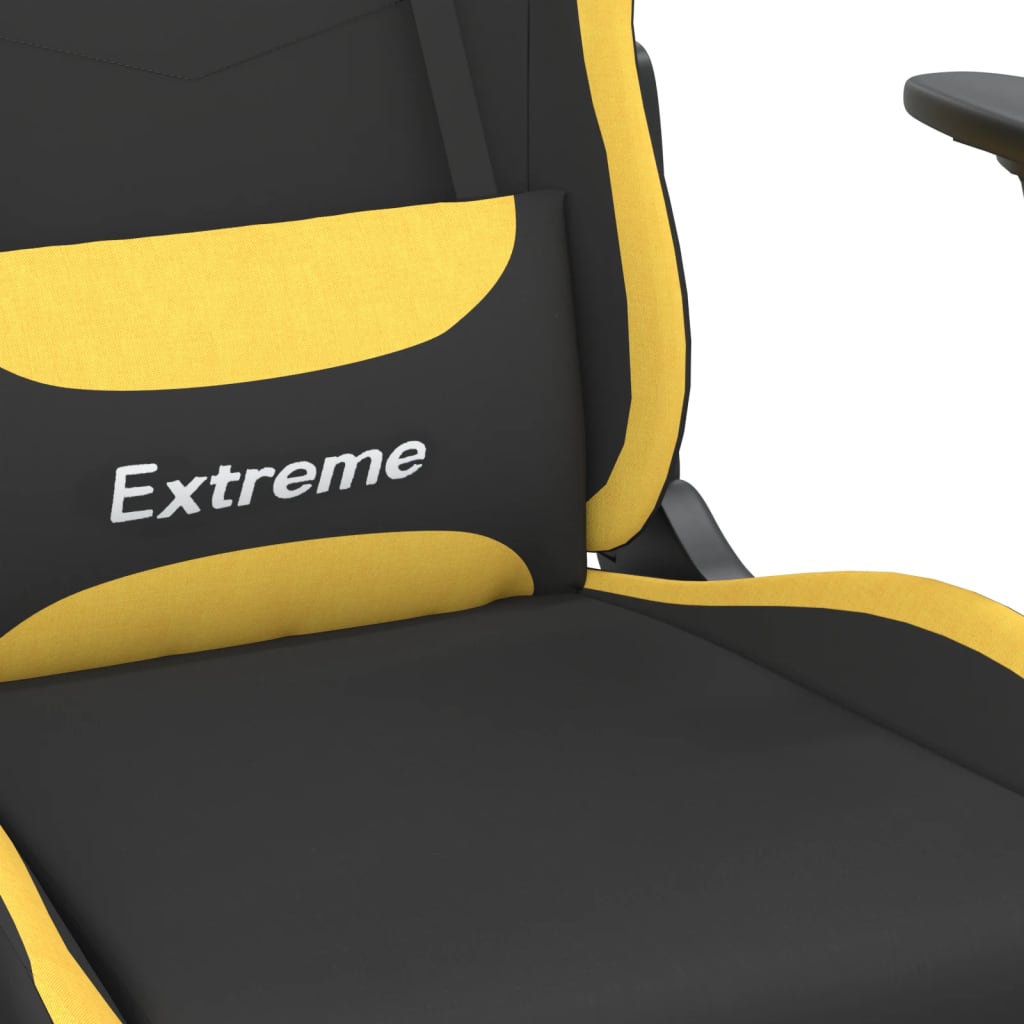 vidaXL Chaise de jeu de massage Noir et jaune Tissu