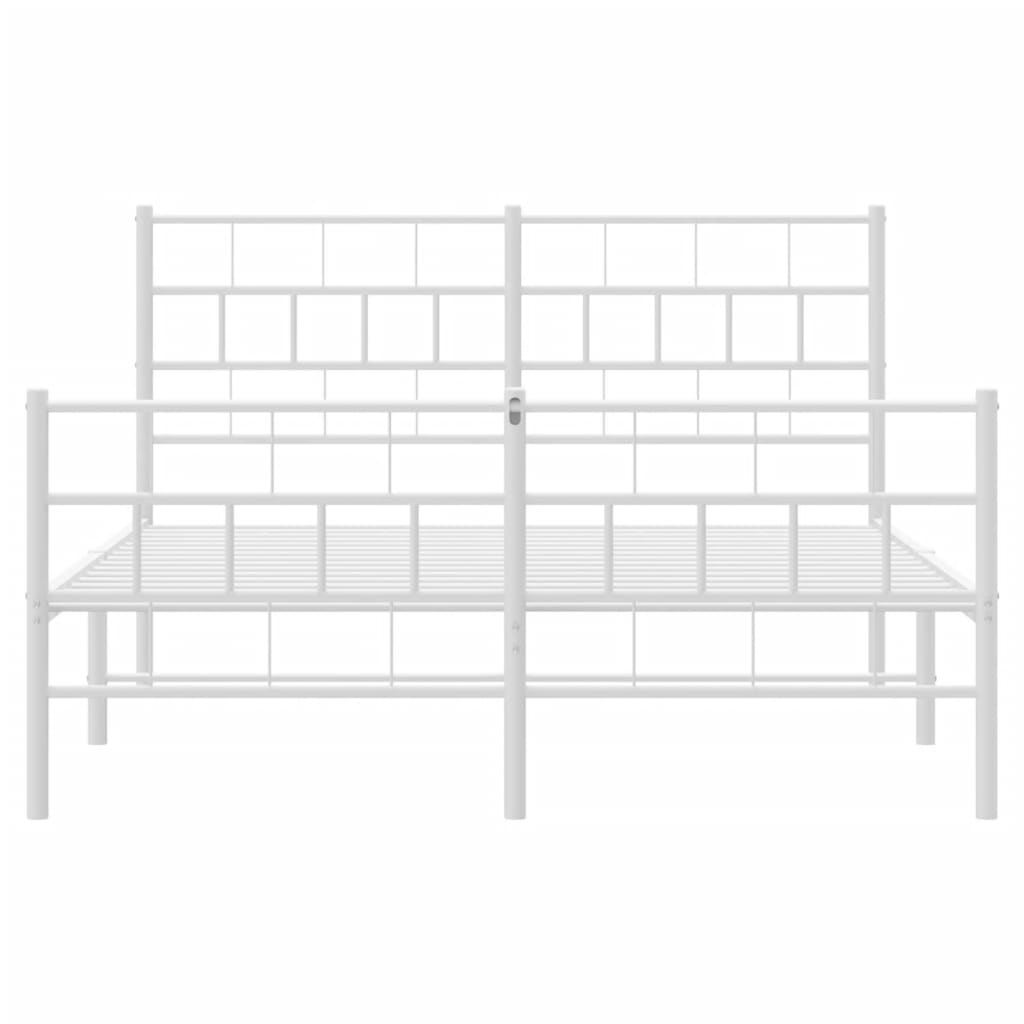 vidaXL Cadre de lit métal sans matelas et pied de lit blanc 140x190 cm