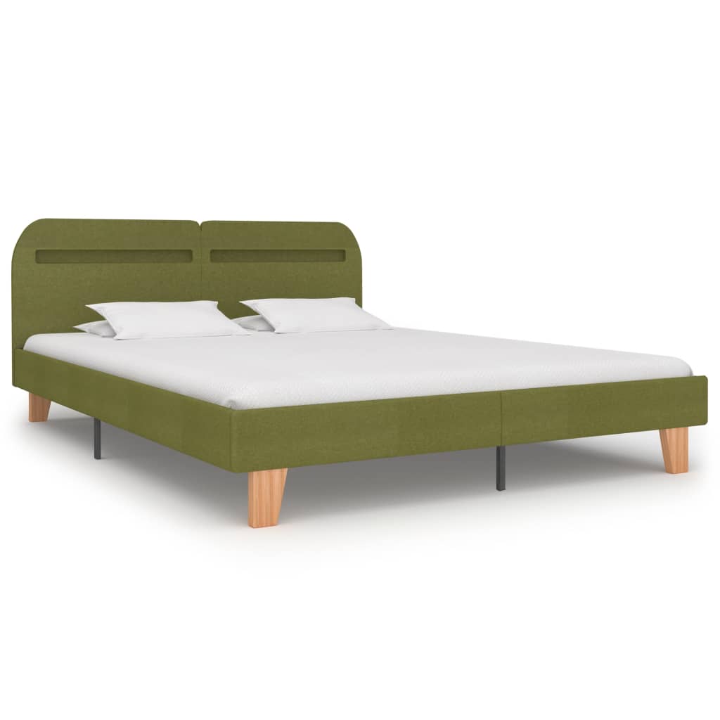 vidaXL Cadre de lit avec LED sans matelas vert tissu 160x200 cm